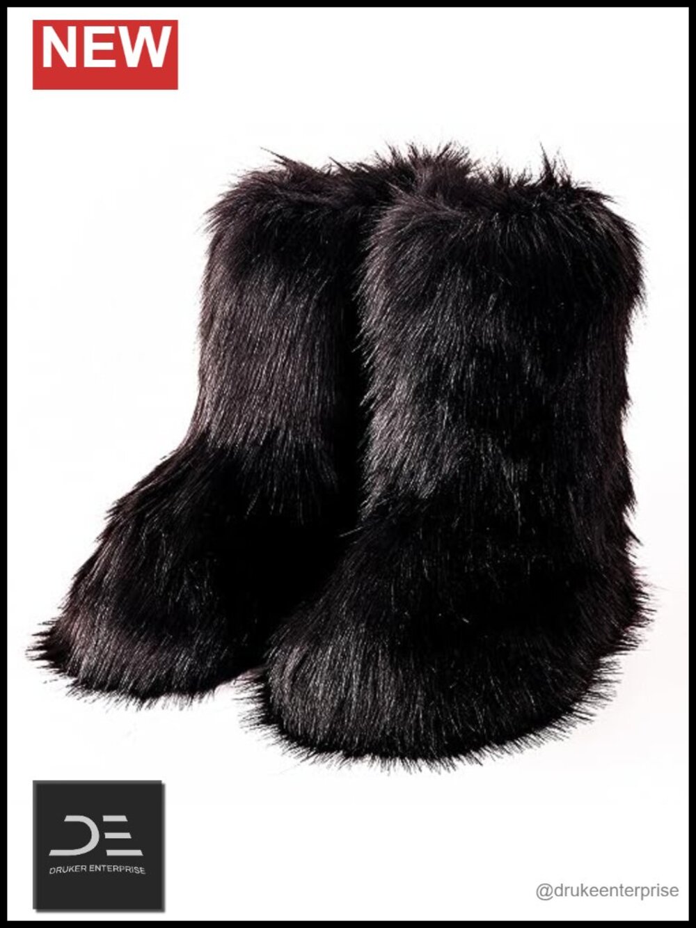 Faux Fur Furry Snow Boots for Women Knee High Flat Heel Winter Shoe